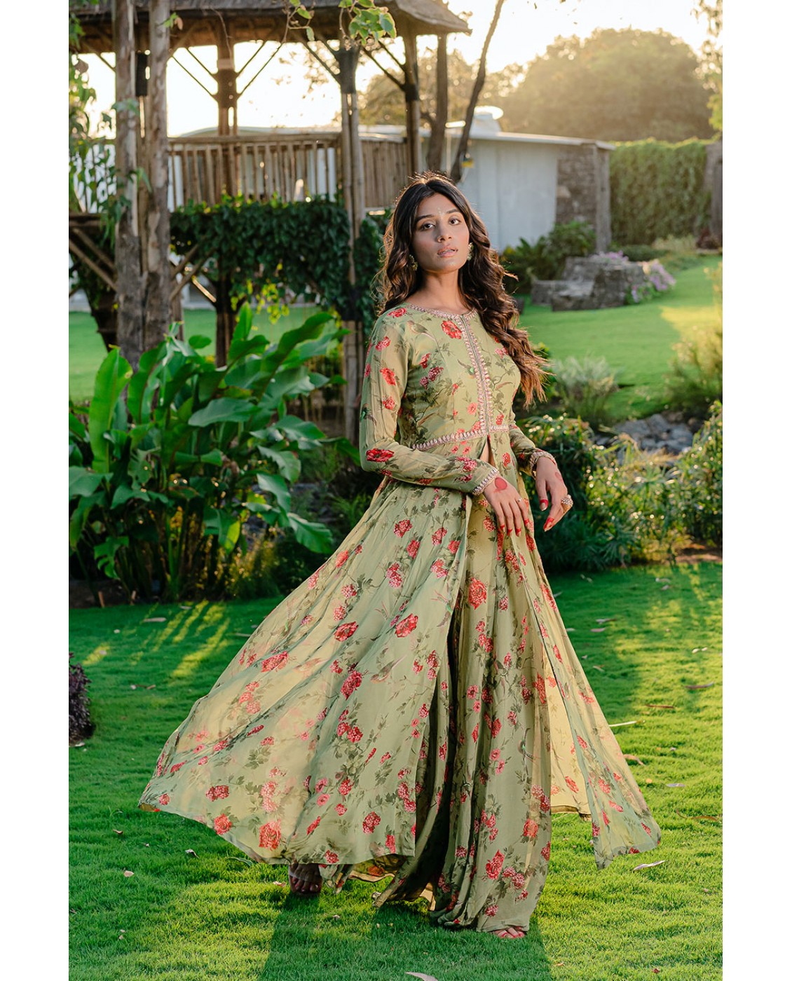 Pista store green anarkali