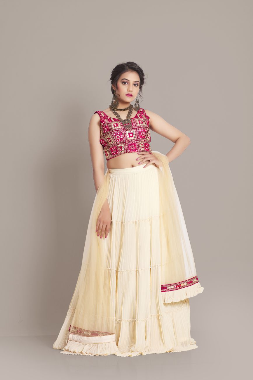 Embroidered Net Pleated Lehenga in Pink | Womens fashion skirt, High  waisted pleated skirt, Skirt fashion