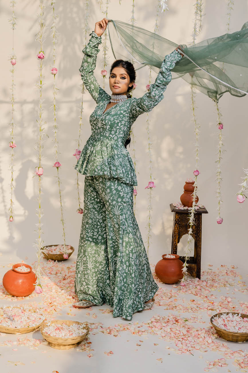 Latest Peplum Sharara Dress Designs Pakistani Peplum Tops Designs SFK